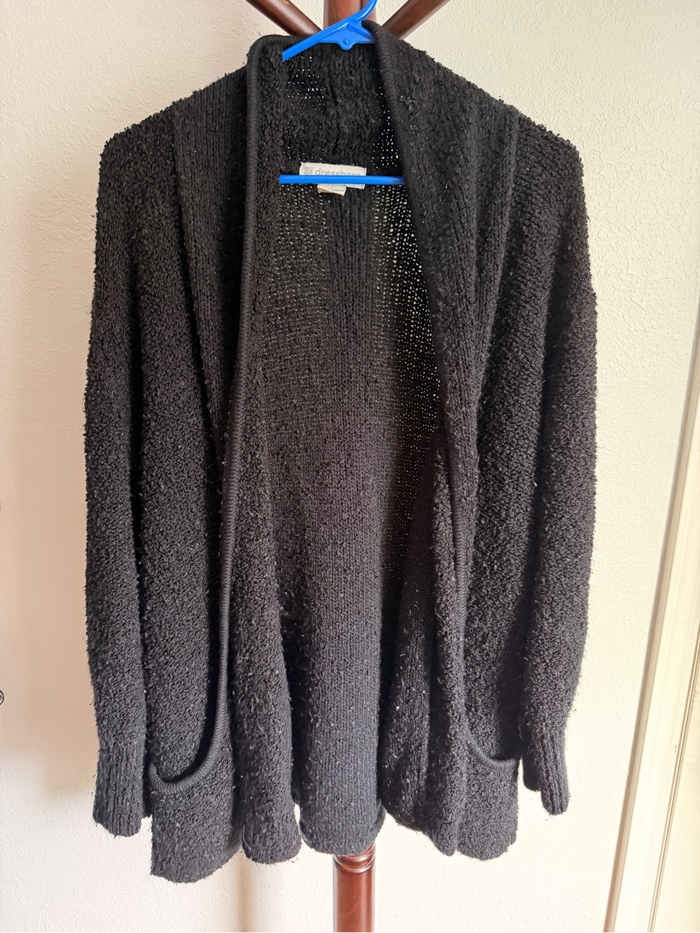 Cozy Open-Front Black Women's Cardigan Sweater - Dressbarn